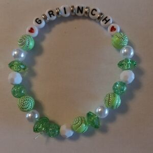 GRINCH Green & White Beaded Bracelet